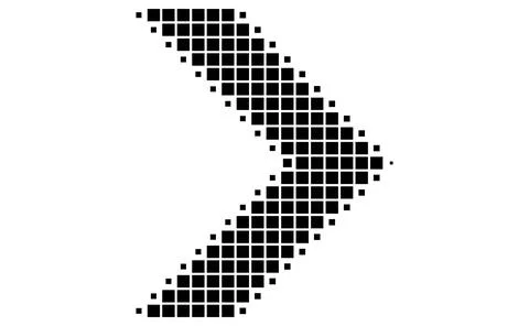 Black halftone arrow pointing right, Dotted pixel arrow graphic elements, Mon Stock Illustration