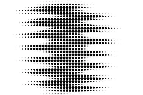 Black Halftone Circle in Horizontal Waves Stock Illustration