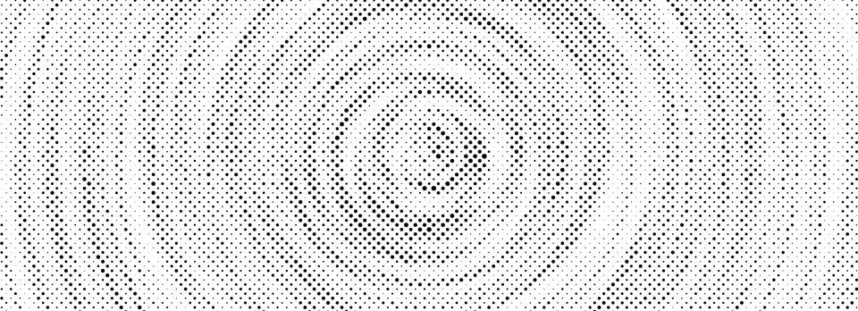 Black halftone concentric circle background. Dotted radial gradient texture Illustrazione stock