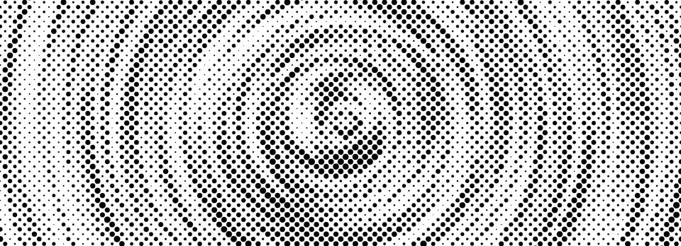 Black halftone concentric circle texture. Dots radial gradient background Illustrazione stock