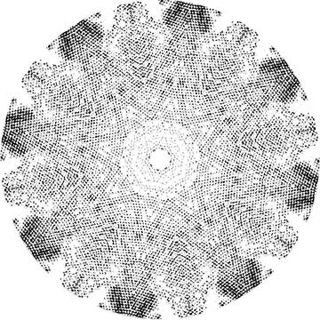 Black Halftone Dot Composition with Mandala Inspired Geometry Stock Illustration