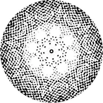 Black Halftone Dot Composition with Mandala Inspired Geometry Stock Illustration