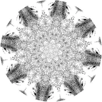 Black Halftone Dot Composition with Mandala Inspired Geometry Stock Illustration