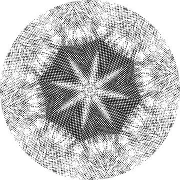 Black Halftone Dot Composition with Mandala Inspired Geometry Stock Illustration