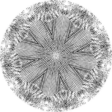 Black Halftone Dot Composition with Mandala Inspired Geometry Stock Illustration