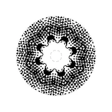 Black Halftone Dot Composition with Mandala Inspired Geometry Stock Illustration