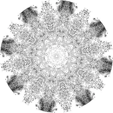 Black Halftone Dot Composition with Mandala Inspired Geometry Stock Illustration