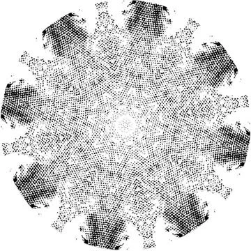 Black Halftone Dot Composition with Mandala Inspired Geometry Stock Illustration