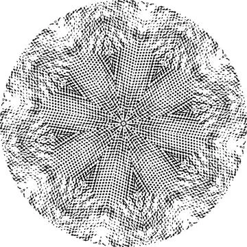 Black Halftone Dot Composition with Mandala Inspired Geometry Stock Illustration