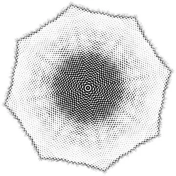 Black Halftone Dot Composition with Mandala Inspired Geometry Stock Illustration