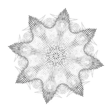 Black Halftone Dot Composition with Mandala Inspired Geometry Stock Illustration