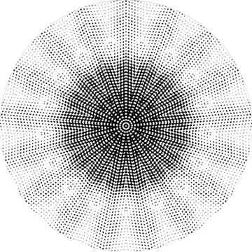 Black Halftone Dot Composition with Mandala Inspired Geometry Stock Illustration