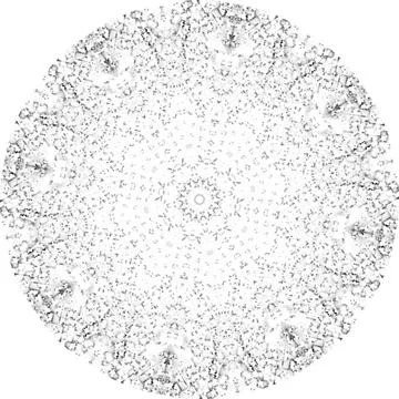 Black Halftone Dot Composition with Mandala Inspired Geometry Stock Illustration