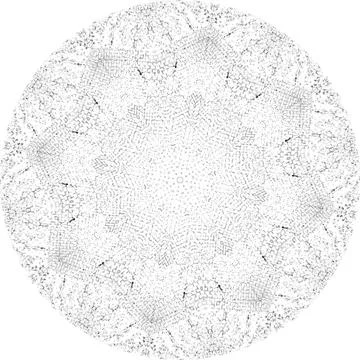 Black Halftone Dot Composition with Mandala Inspired Geometry Ilustração Stock