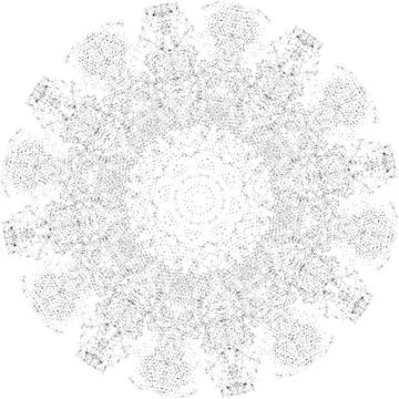 Black Halftone Dot Composition with Mandala Inspired Geometry Stock Illustration