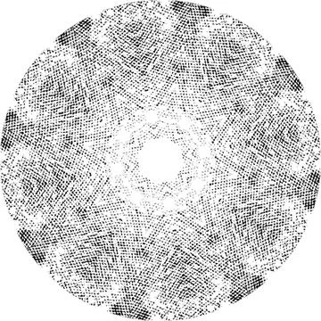 Black Halftone Dot Composition with Mandala Inspired Geometry Stock Illustration
