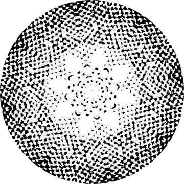 Black Halftone Dot Composition with Mandala Inspired Geometry Stock Illustration