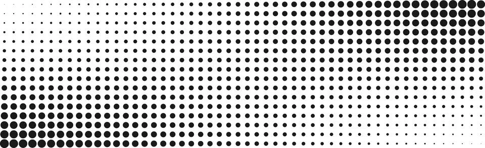 Black halftone dot gradient pattern, circular dot texture, monochrome geome.. Stock Illustration