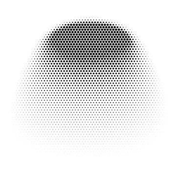 Black halftone dot gradient shapes on white background, vector geometric pattern Stockillustratie