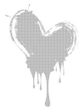 Black halftone doted heart Stock Illustration
