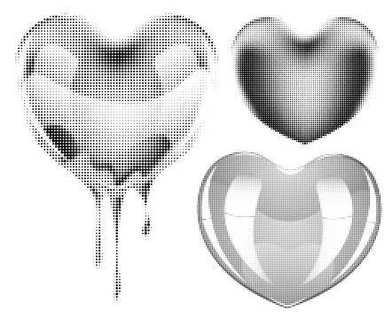 Black halftone doted hearts Stock Illustration