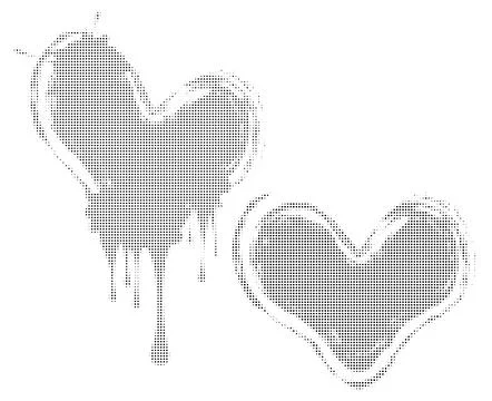 Black halftone doted hearts Stock Illustration