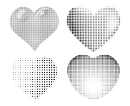 Black halftone doted hearts Stock Illustration