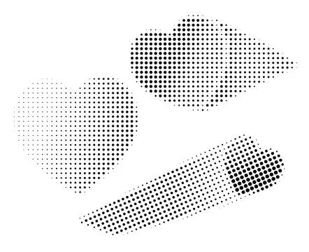 Black halftone doted hearts Stock Illustration