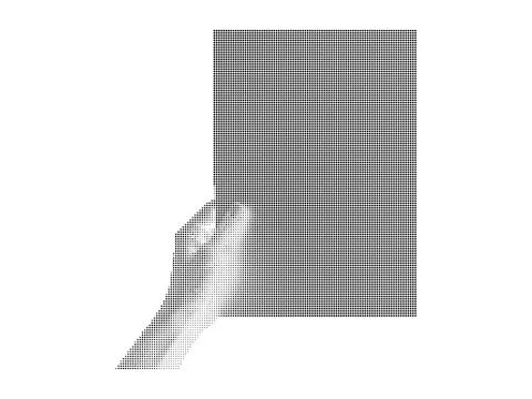 Black halftone dotted human hand holding blank paper sheet for creative des.. Stock Illustration