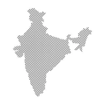 Black Halftone Dotted India Map Illustration - Vector Illustrazione stock