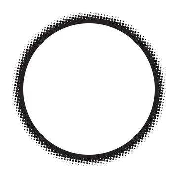 Black halftone frame isolated o white. Dotted retro pop art style round bor.. Stock Illustration