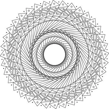 Black halftone lines in vortex form. Geometric art. Trendy design element Stock Illustration