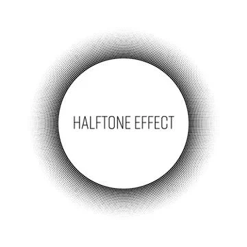 Black halftone ring with white circle and text label in the middle. Modern Stock Illustration