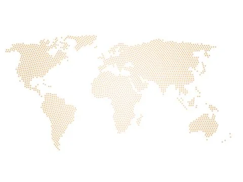Black halftone world map of small dots in radial arrangement. Simple flat vector Stock Illustration