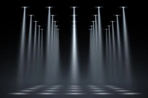 Black hall with light rays effect Stock Illustration