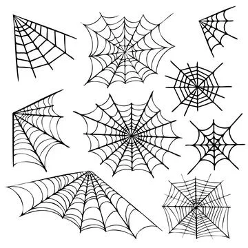 Black Halloween Cobwebs on White Background. Perfect for Halloween Designs Stock Illustration