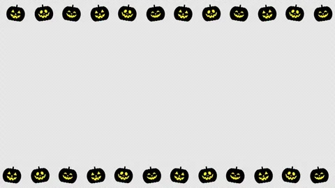 Black Halloween Jack O Lantern Pumpkin Silhouette Frame Border Loop Vídeo Stock 343829956