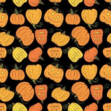 Black Halloween Pumpkin Pattern Stock Illustration