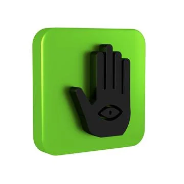 Black Hamsa hand icon isolated on transparent background. Hand of Fatima - .. Illustrazione stock