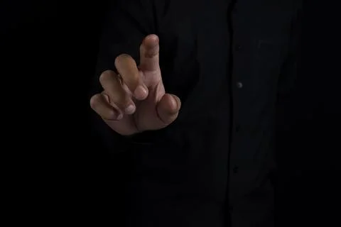 Black hand for Blockchain Technology Concept, Revolutionizing Industries, E.. 写真素材
