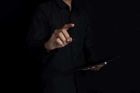 Black hand for Blockchain Technology Concept, Revolutionizing Industries, E.. Stock Photos