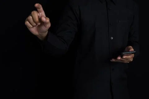 Black hand for Blockchain Technology Concept, Revolutionizing Industries, E.. Stock Photos