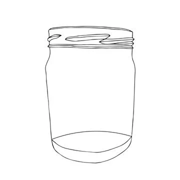 A Black hand drawing vector illustration of a glass empty jar isolated on a w Stock Illustration
