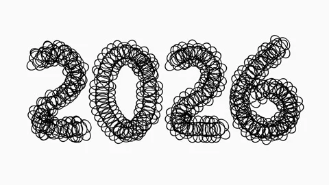 Black Hand Drawn 2026 Number For New Year Concept Stock Footage 322619829