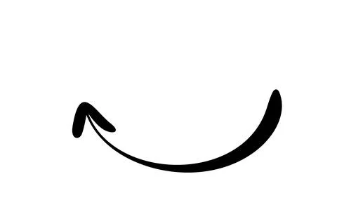 Black hand drawn arrow pointing down following a curved path Stock Illustration