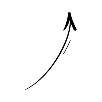 Black hand drawn arrow pointing down following a curved path Stock Illustration