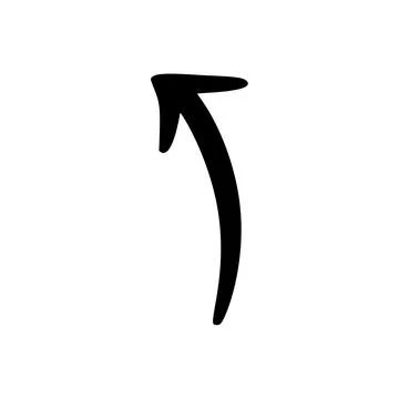 Black hand drawn arrow pointing up following a curved path Stock Illustration