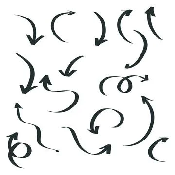 Black hand drawn arrows in different directions Stock Illustration