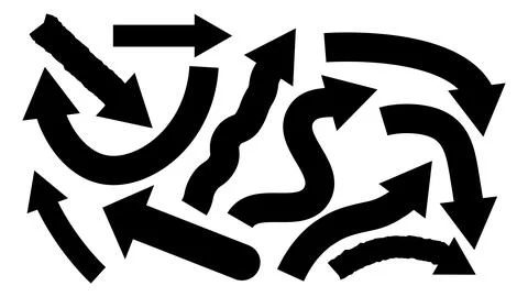Black hand drawn arrows for directional design and creative graphic UI elements Ilustração Stock