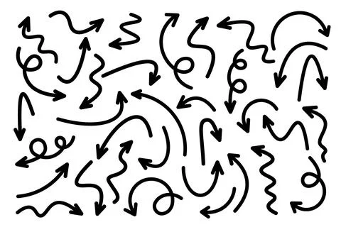 Black Hand Drawn Arrows Set on White Background. Arrow, Cursor Icon. Vector イラスト素材
